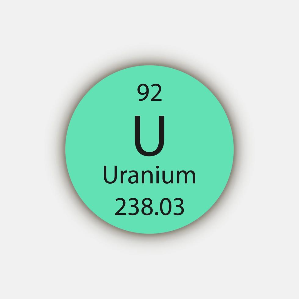 symbole de l'uranium. élément chimique du tableau périodique. illustration vectorielle. vecteur