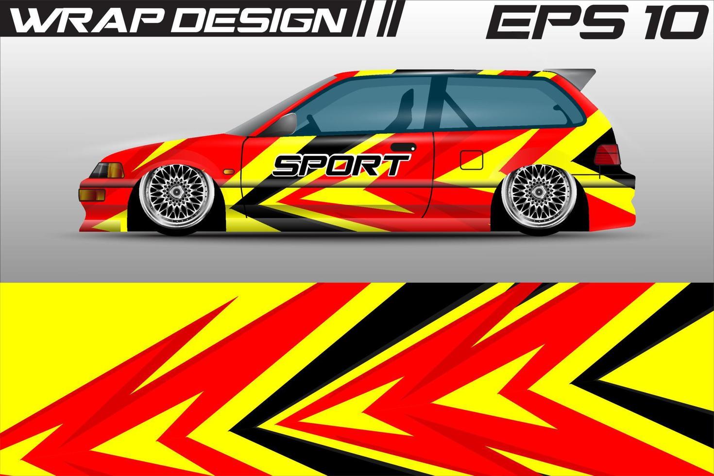 vecteur de conception d'emballage de voiture de course. conception de kit de fond de course de motif graphique abstrait grunge pour véhicule haut de gamme, voiture de course, rallye, aventure et emballage de livrée vectorielle