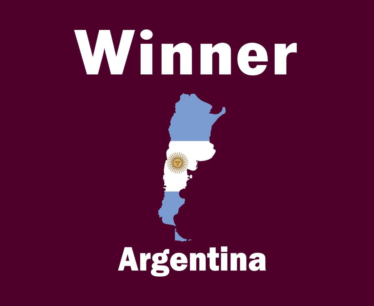 argentine carte drapeau vainqueur avec noms final football symbole conception amérique latine vecteur pays d'amérique latine équipes de football illustration