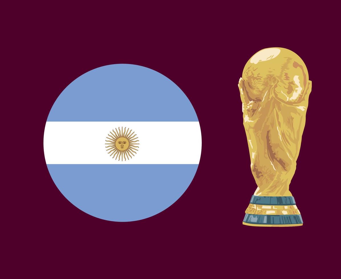 drapeau argentine avec trophée de la coupe du monde final football symbole conception amérique latine vecteur pays d'amérique latine équipes de football illustration