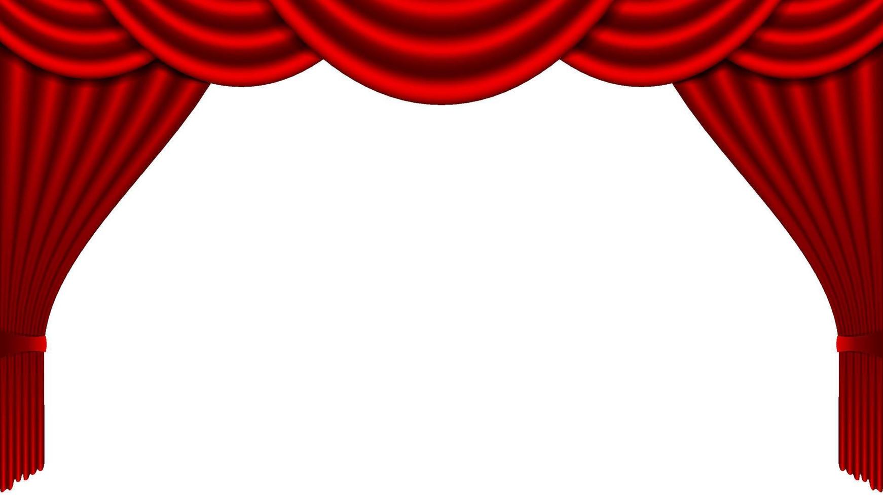 rideau de scène tiré avec un espace vide au centre, illustration vectorielle de rideau rouge. vecteur