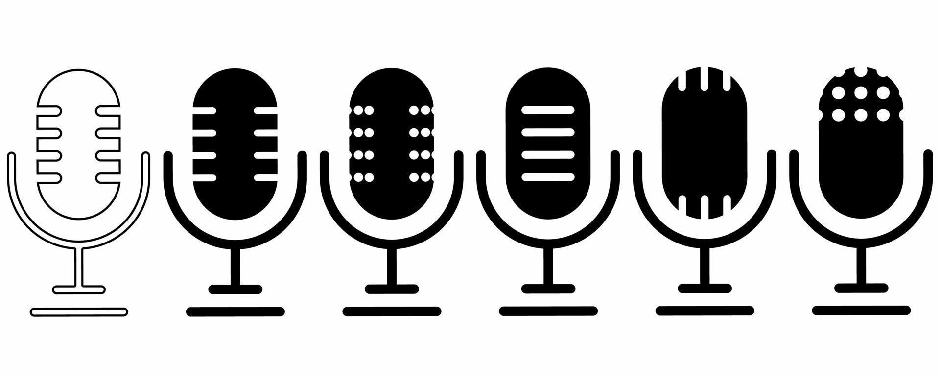 contours silhouette microphone podcast icône vecteur