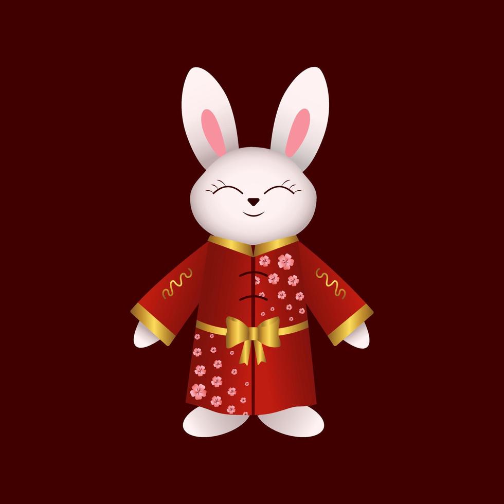 lapins chinois, lapins, lièvres en kimono rouge. illustration vectorielle. élément de conception du nouvel an chinois. vecteur