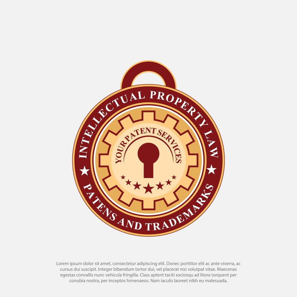 concept de badge breveté. création de logo vectoriel de brevet de propriété brevetée