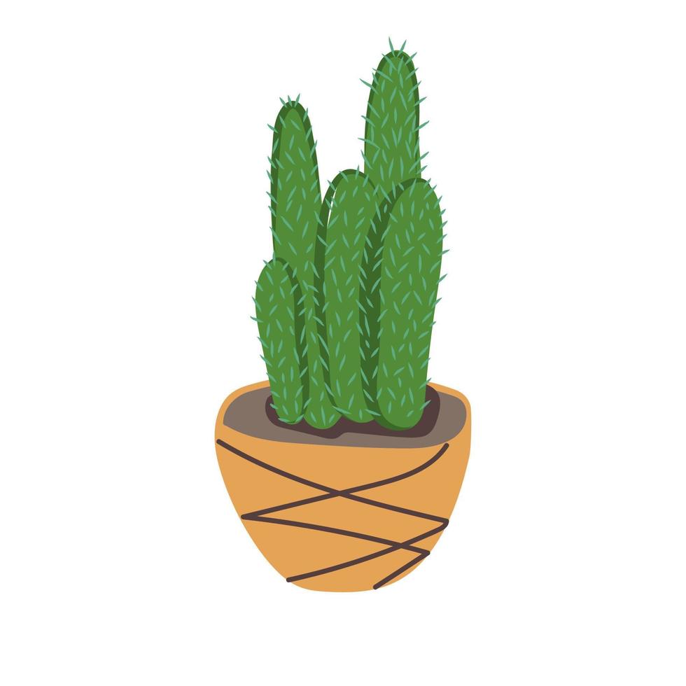 cactus dessiné à la main en pot dans un style doodle vecteur