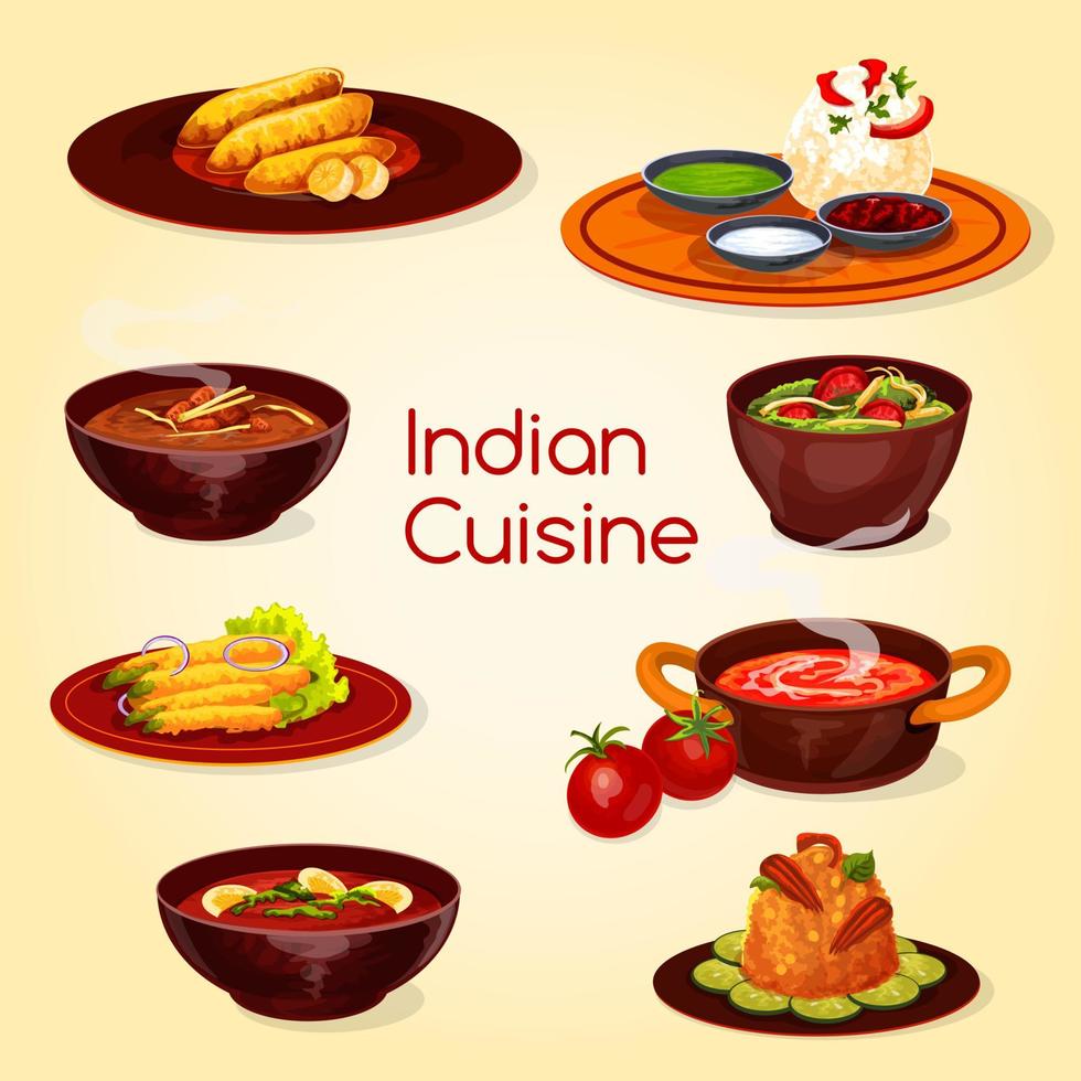 cuisine indienne, plat de thali et desserts vecteur