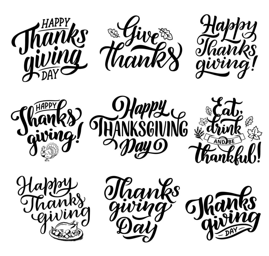 lettrage de calligraphie de vecteur de vacances de thanksgiving
