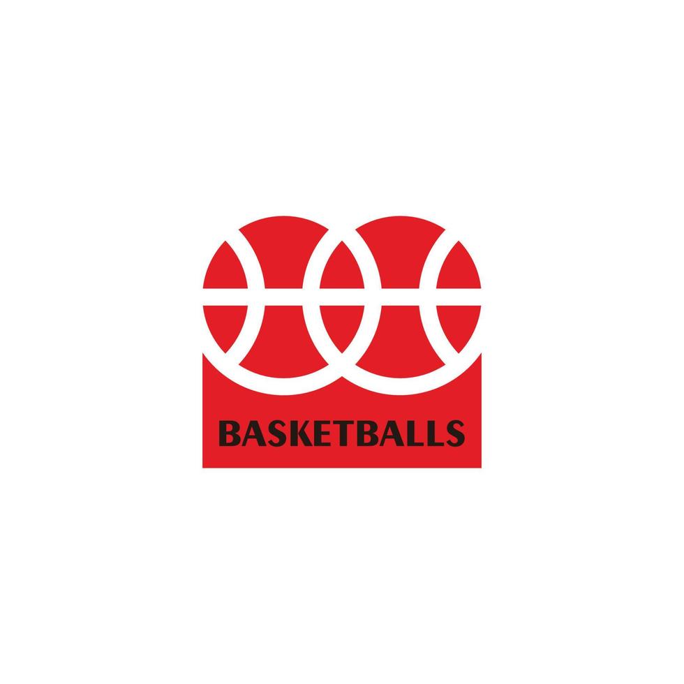 vecteur de logo de texte simple géométrique rouge de basket-ball