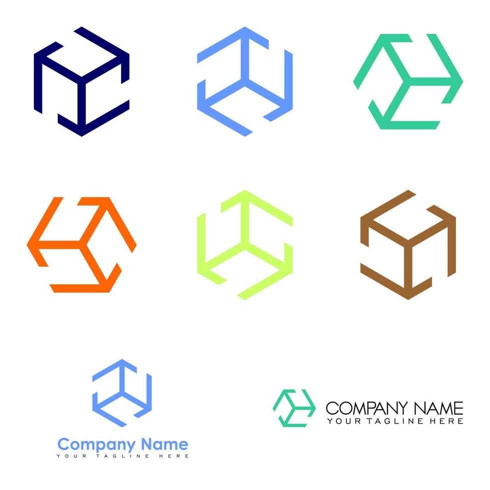 diverses formes de base de boîte image graphique icône logo design abstrait concept vecteur stock. peut être utilisé comme symbole lié à l'hexagone 3d.