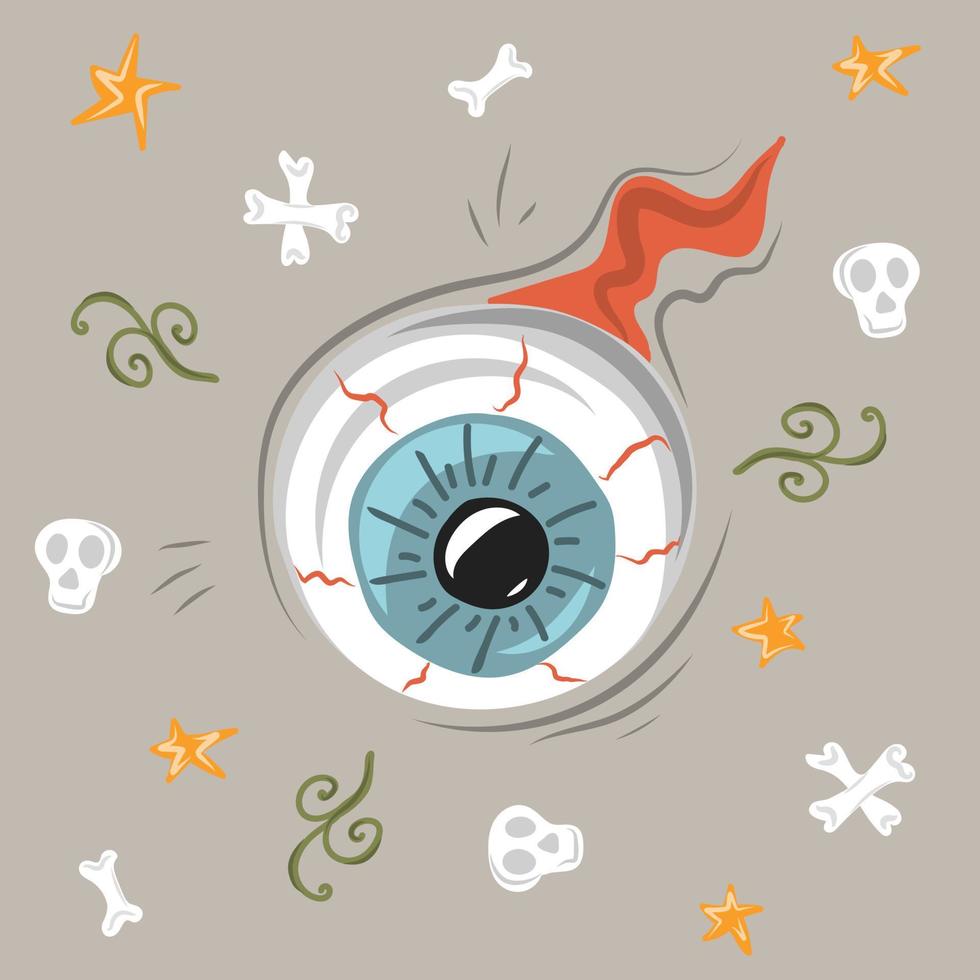 oeil d'halloween dans un style doodle vecteur