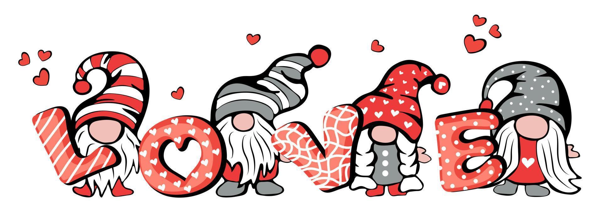 gnome de la saint valentin avec lettre d'amour vecteur