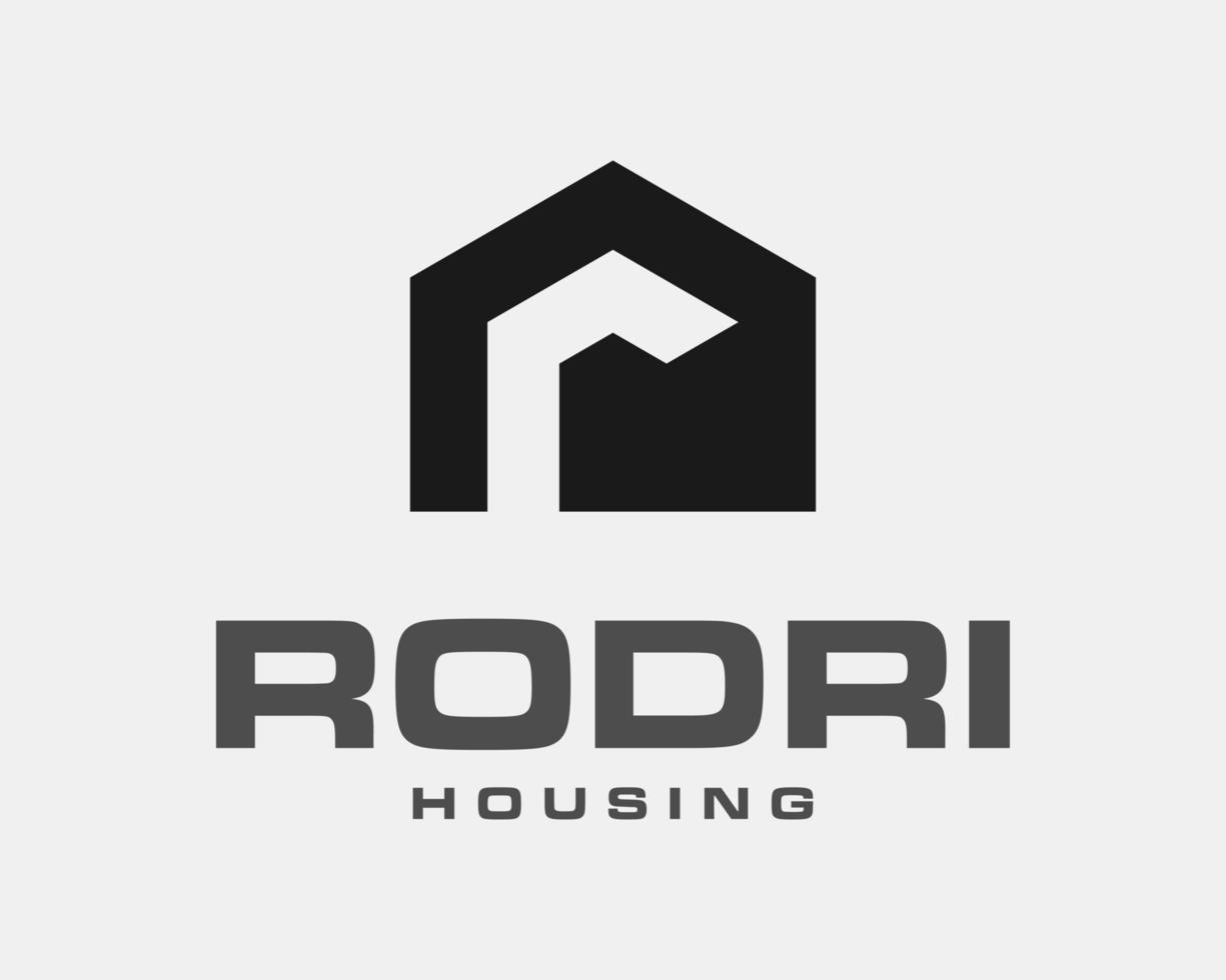 lettre r monogramme maison maison architecture bâtiment construction simple icône vecteur création de logo