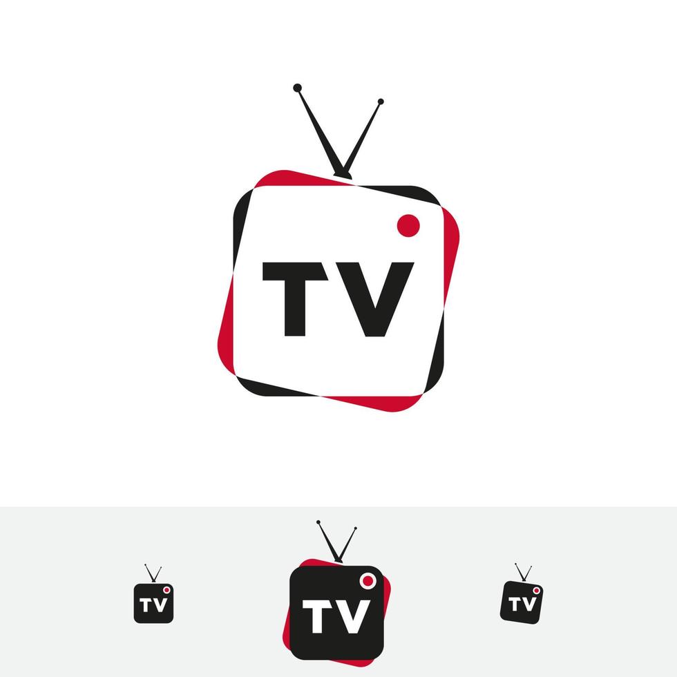modèle de vecteur d'icône de logo de médias électroniques de télévision tv