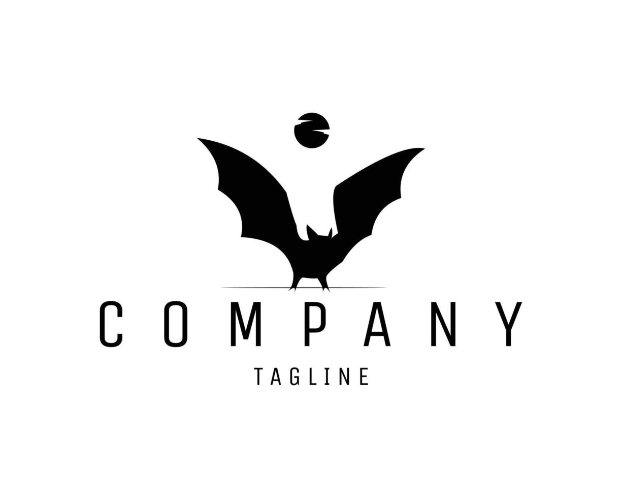 logo de chauve-souris noire avec lune noire brillante isolée sur la vue de face de fond blanc. meilleur pour badge, emblème, icône. illustration vectorielle disponible en eps 10. vecteur