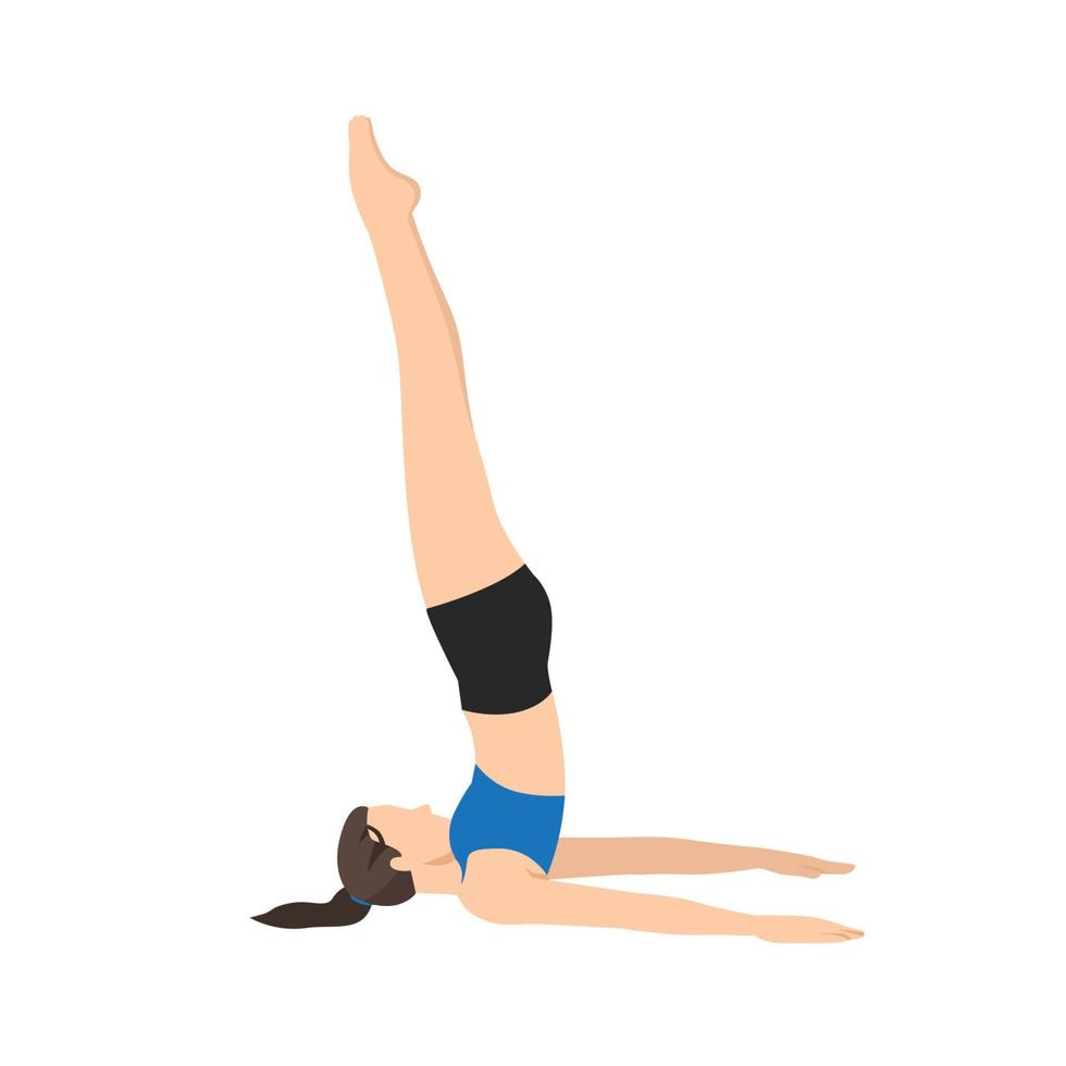 femme faisant la pose de phoque sur l'épaule. belle fille pratique salamba sarvangasana yoga mudrasana. illustration de vecteur plat isolé sur fond blanc