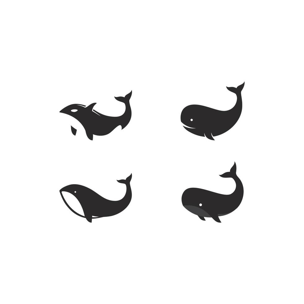 ensemble de baleines logo vector icon illustration concept