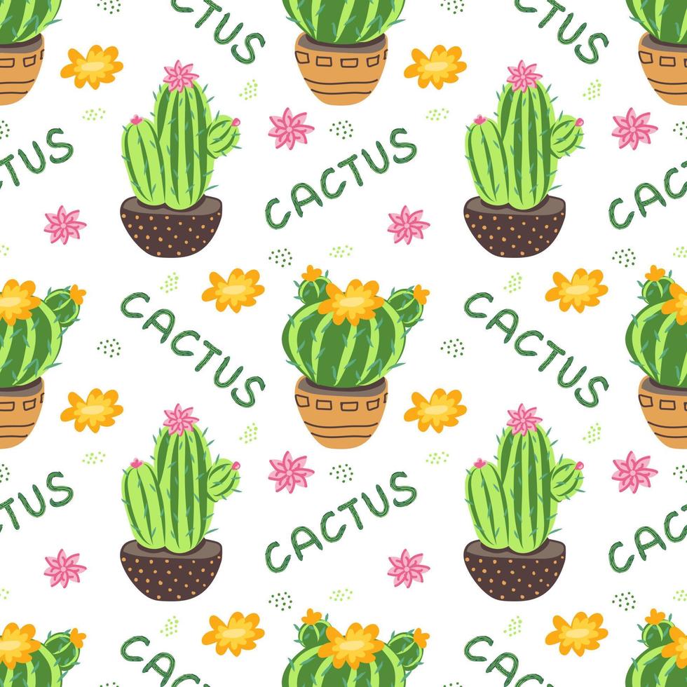 modèle sans couture de cactus de vecteur