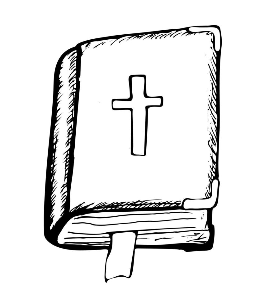 sainte bible avec crucifix vecteur