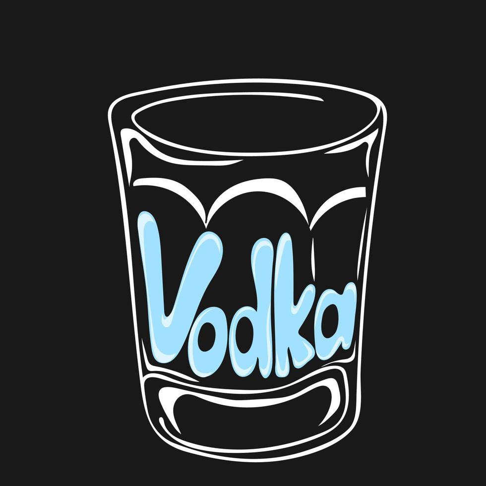 coup de vodka dessiné à la main et texte de lettrage vecteur