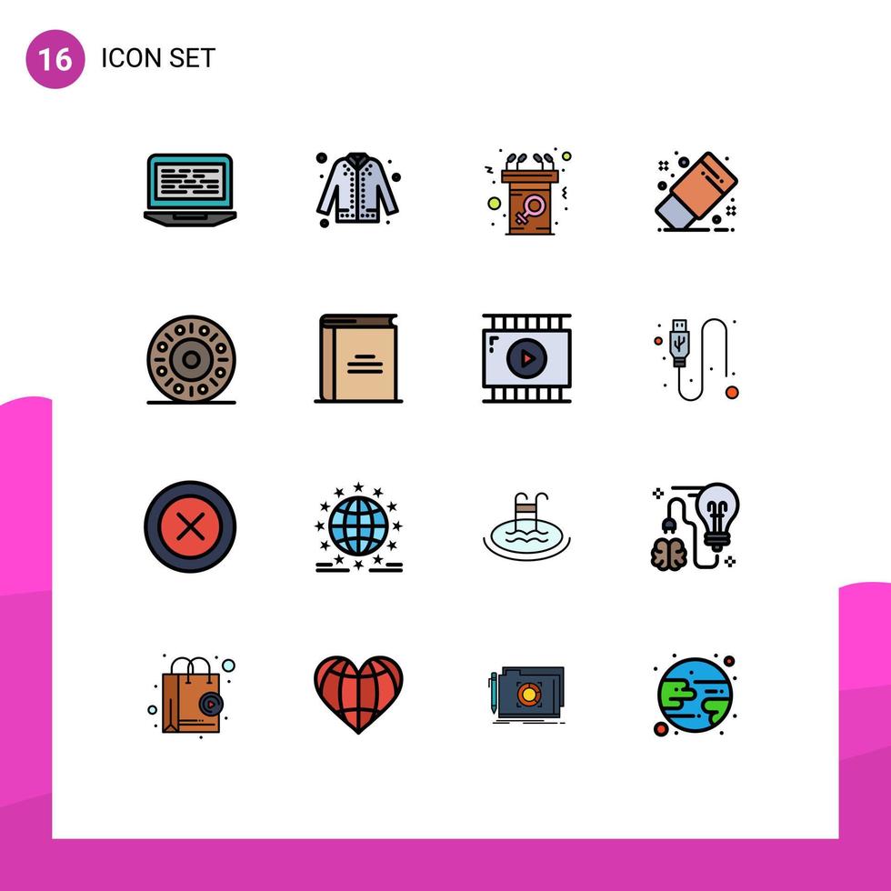 ensemble de 16 symboles d'icônes d'interface utilisateur modernes signes pour le bureau dessiner des éléments de conception vectoriels créatifs modifiables féminins vecteur