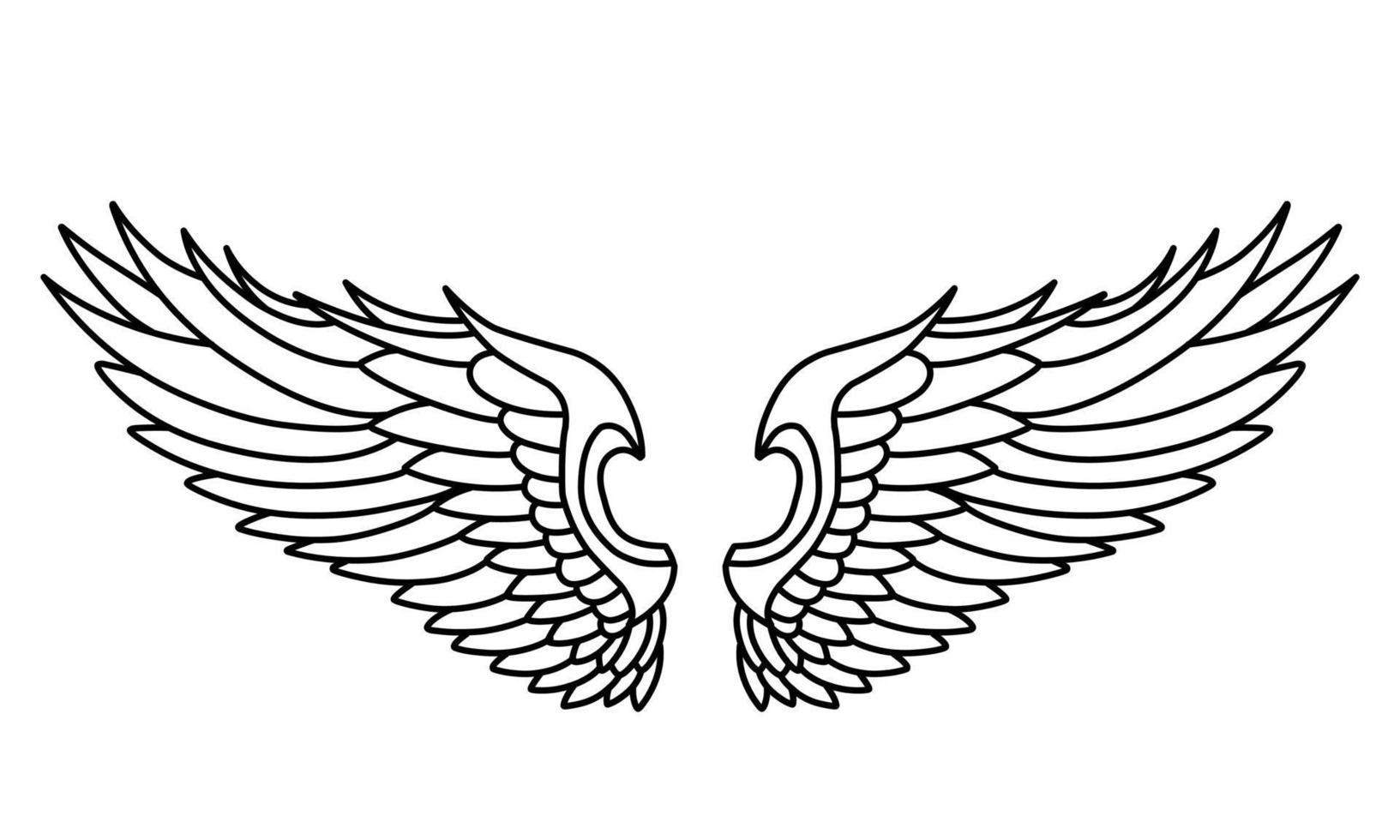 dessin au trait et contour des ailes d'ange vecteur libre