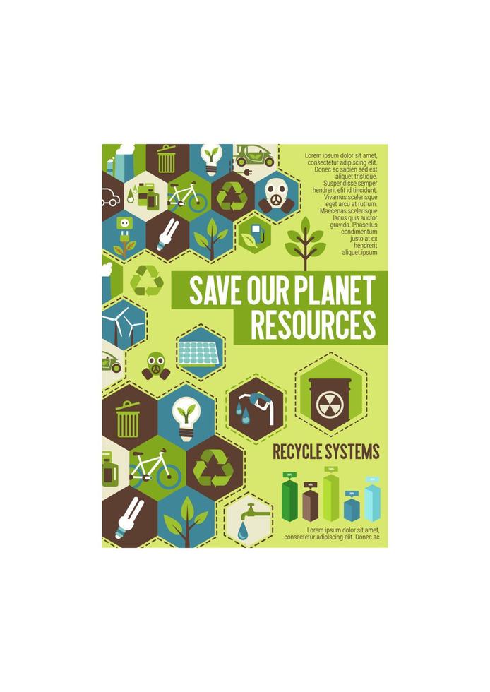 sauver la bannière des ressources de la planète pour le concept d'écologie vecteur