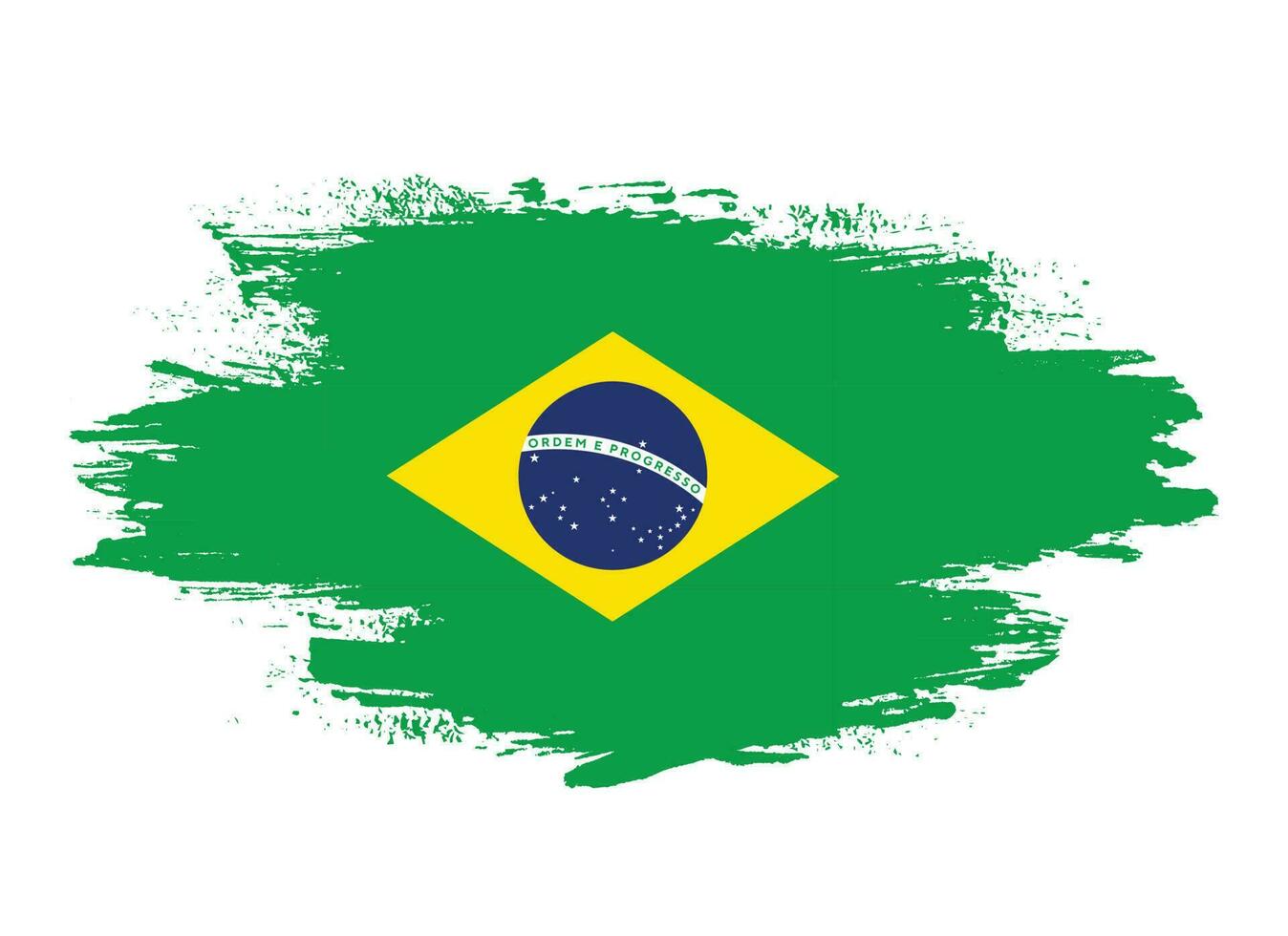 main dessin coup de pinceau brésil drapeau vecteur
