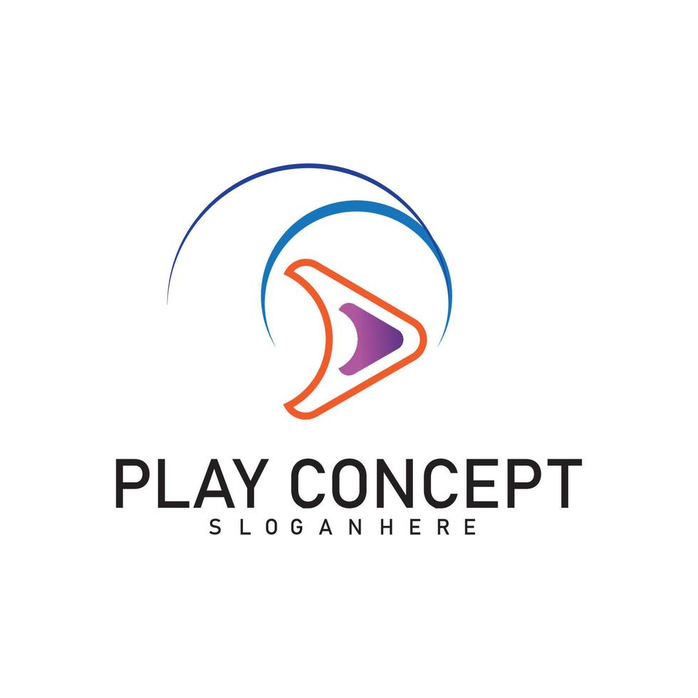 concept de conception de logo de jeu coloré. jouer au vecteur de modèle de logo. symbole d'icône