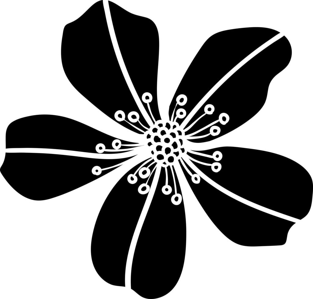 silhouette de fleur de vecteur, cinq pétales, logo floral, plat vecteur