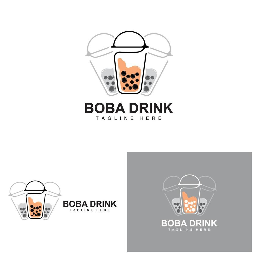 création de logo de boisson boba, vecteur de bulle de boisson de gelée moderne, illustration de verre de marque de boisson boba. conception adaptée aux cafés, marques de boissons