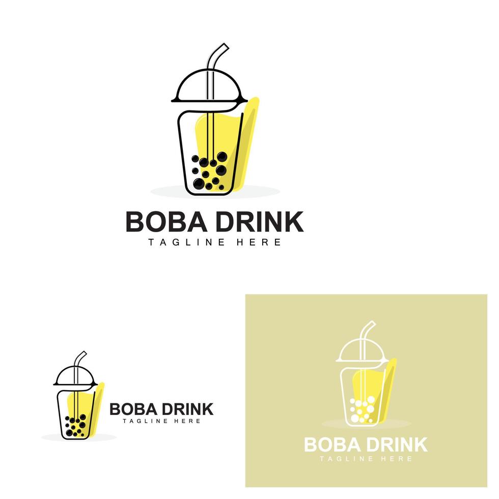 création de logo de boisson boba, vecteur de bulle de boisson de gelée moderne, illustration de verre de marque de boisson boba. conception adaptée aux cafés, marques de boissons