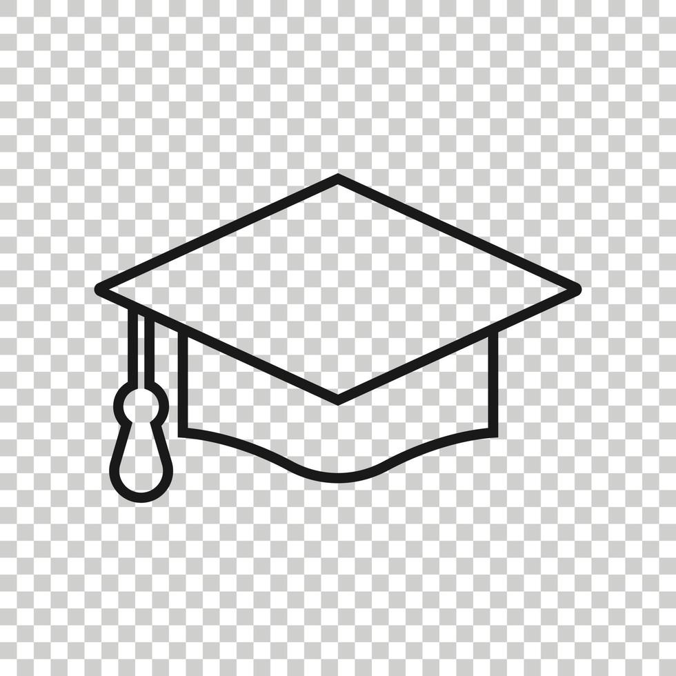 icône de chapeau de graduation dans un style plat. illustration vectorielle de cap étudiant sur fond blanc isolé. concept d'entreprise universitaire. vecteur