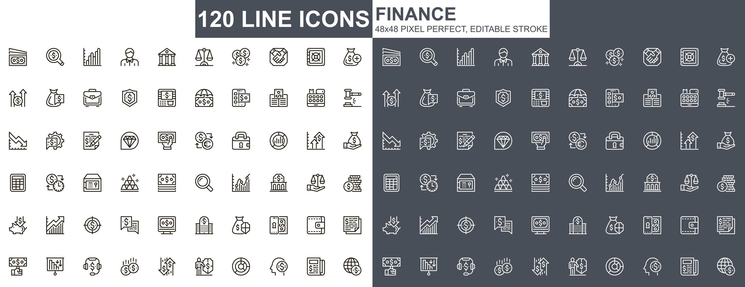 finance jeu d & # 39; icônes de fine ligne vecteur