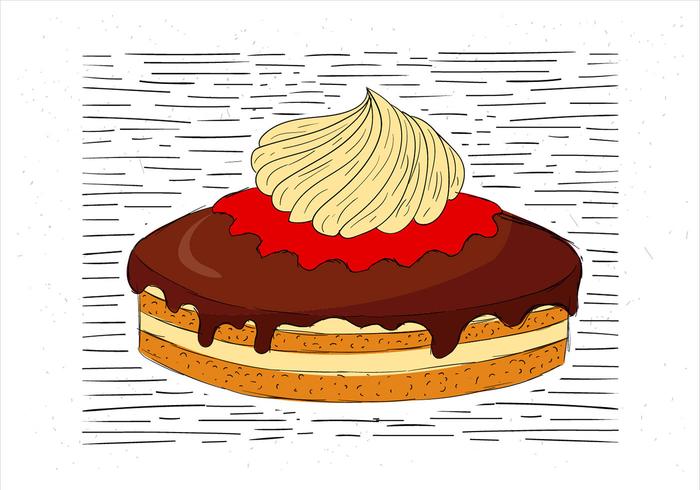 Illustration de gâteau à la main dessiné à main libre vecteur