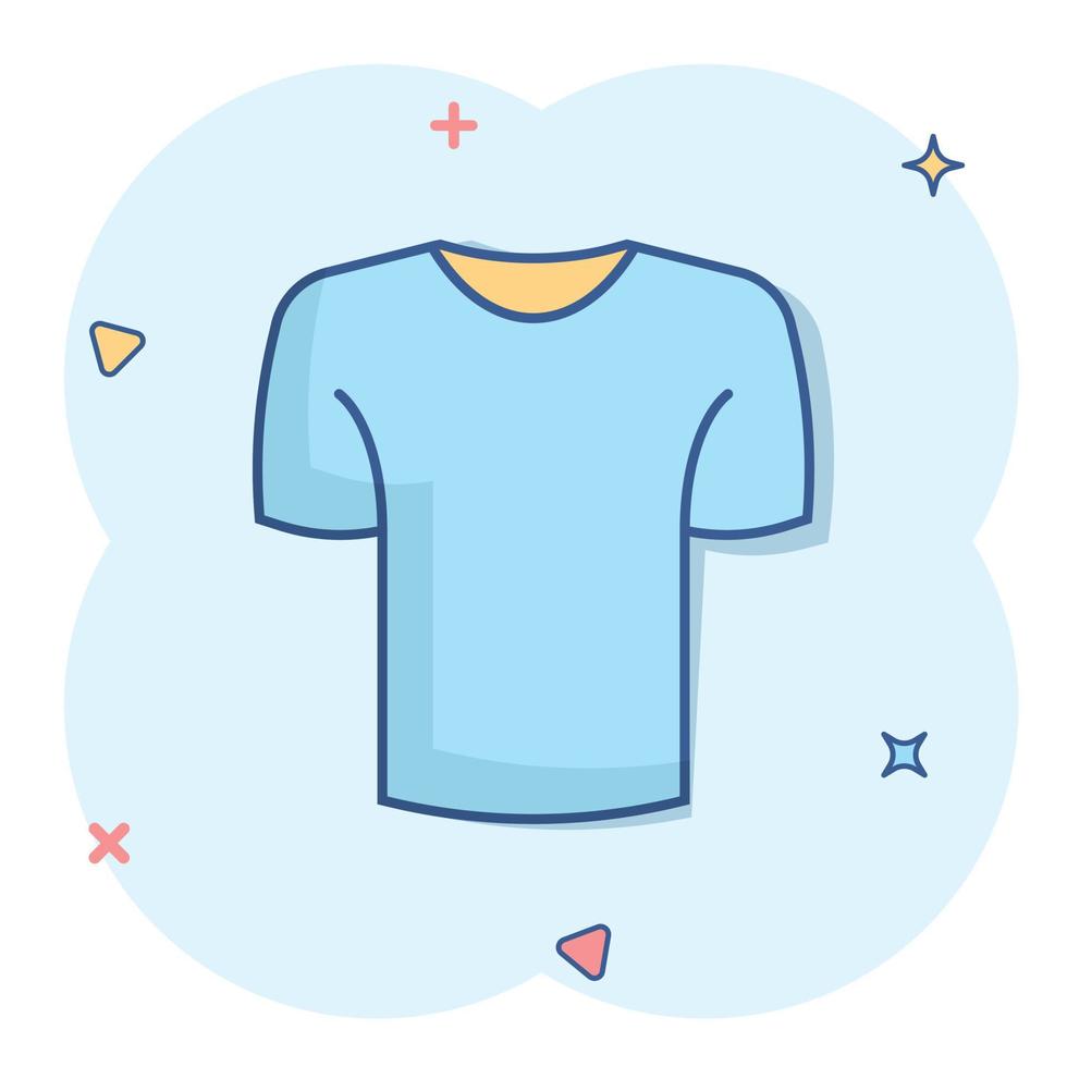 icône de t-shirt dans le style comique. illustration de vecteur de dessin animé de vêtements décontractés sur fond blanc isolé. concept d'entreprise d'effet d'éclaboussure d'usure de polo.