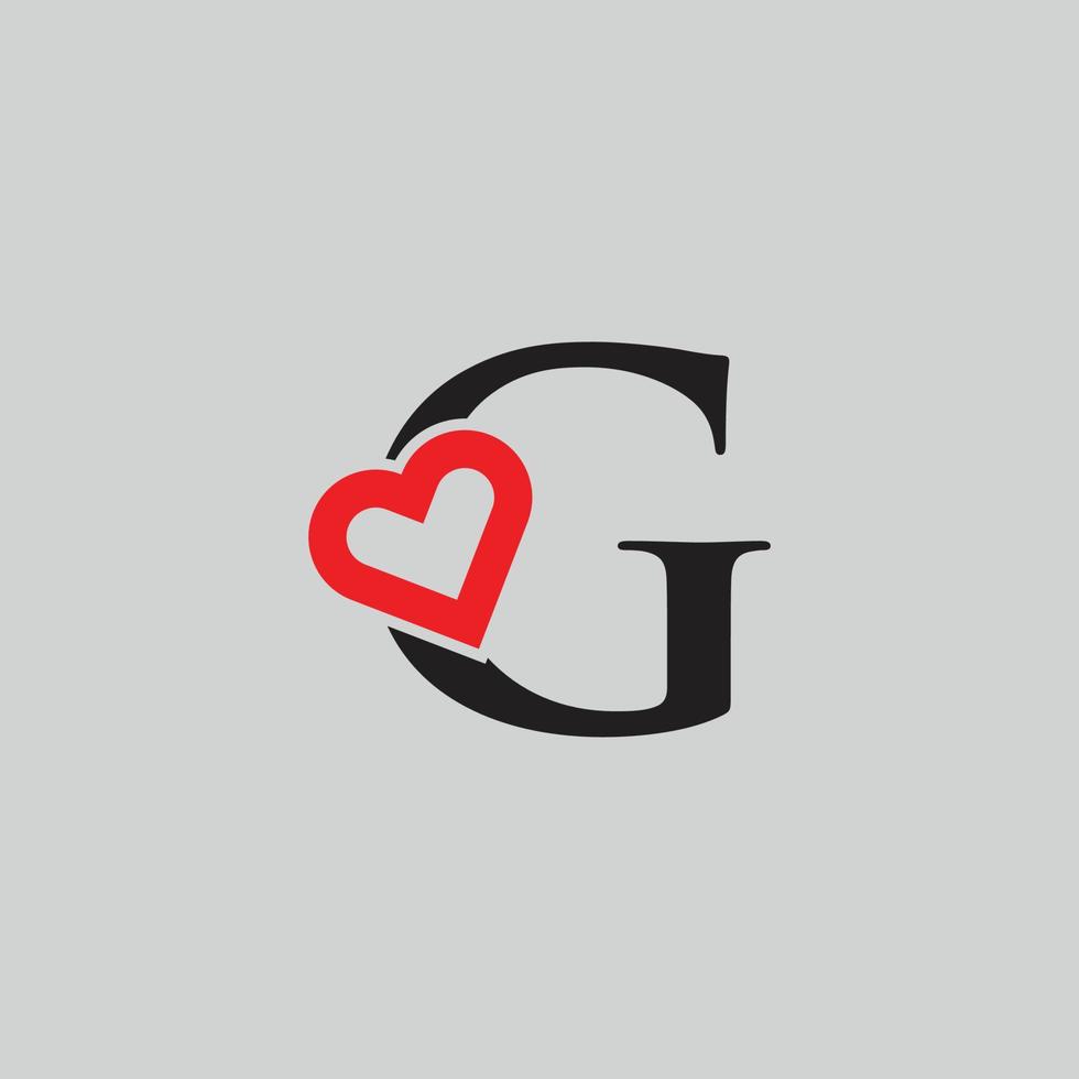 logo coeur lettre g. belle création de logo d'amour vectoriel. g amour contour créatif lettre design vecteur