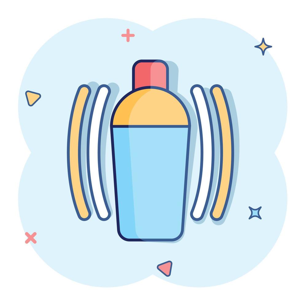 icône de cocktail shaker dans le style comique. illustration de vecteur de dessin animé de bouteille d'alcool sur fond blanc isolé. bar boisson effet splash concept d'entreprise.