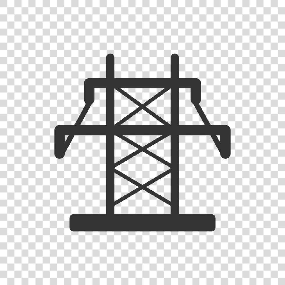 icône de la tour électrique dans un style plat. illustration vectorielle de centrale électrique sur fond blanc isolé. concept d'entreprise de signe haute tension. vecteur