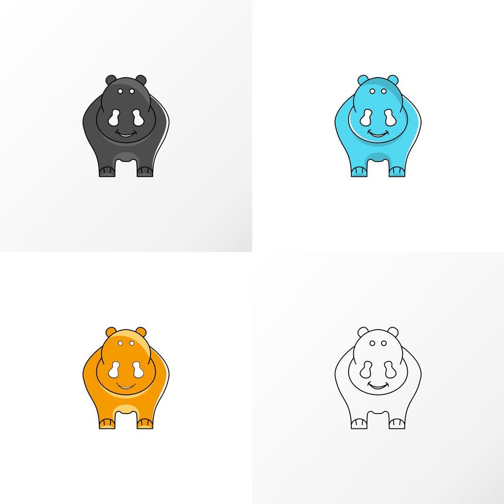 mignon et adorable gros rhinocéros image graphique icône logo design abstrait concept vecteur stock. peut être utilisé comme symbole animal ou dessin animé associé.