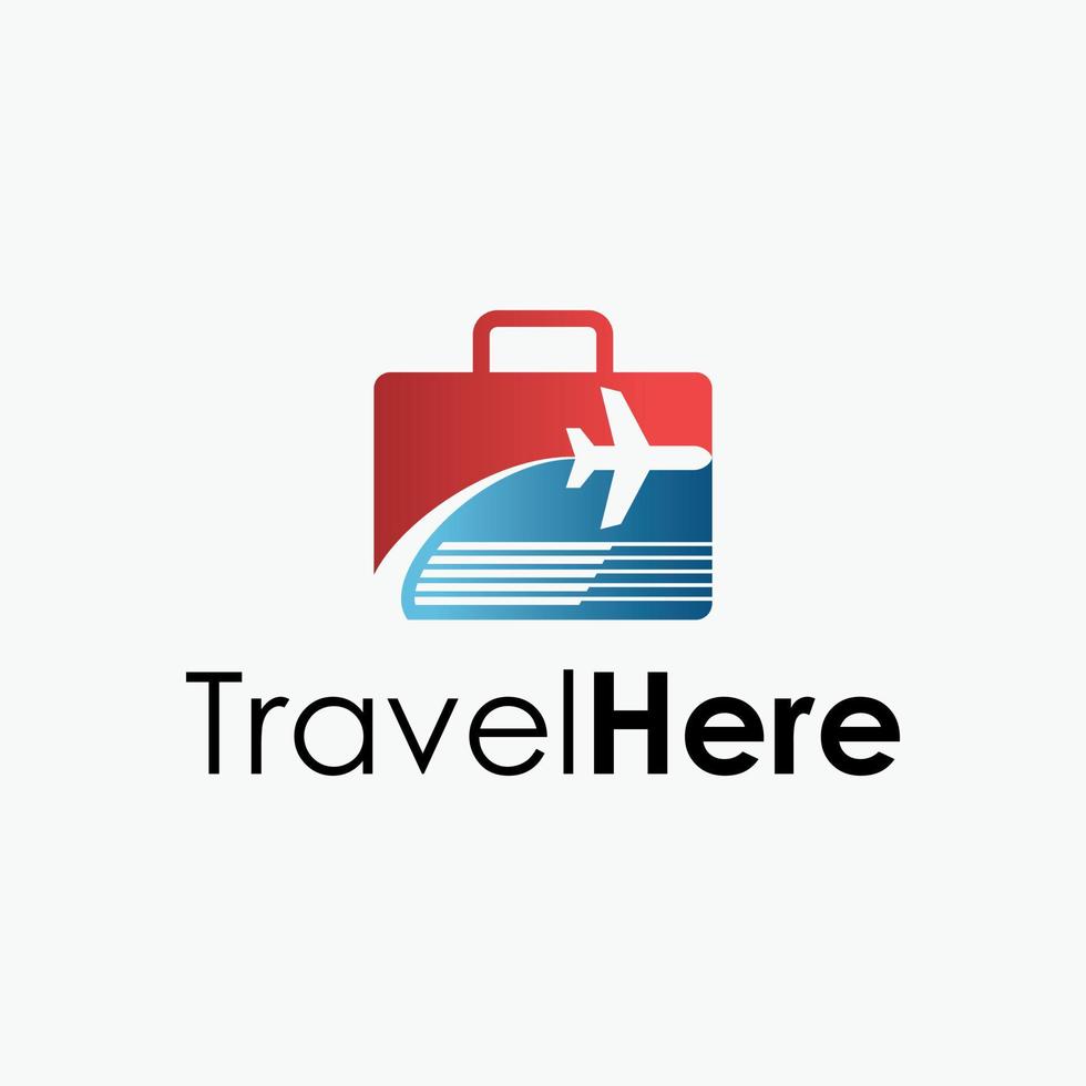 coffre simple et unique et avion en vol image graphique icône logo design abstrait concept vecteur stock. peut être utilisé comme symbole lié aux voyages ou aux vacances.