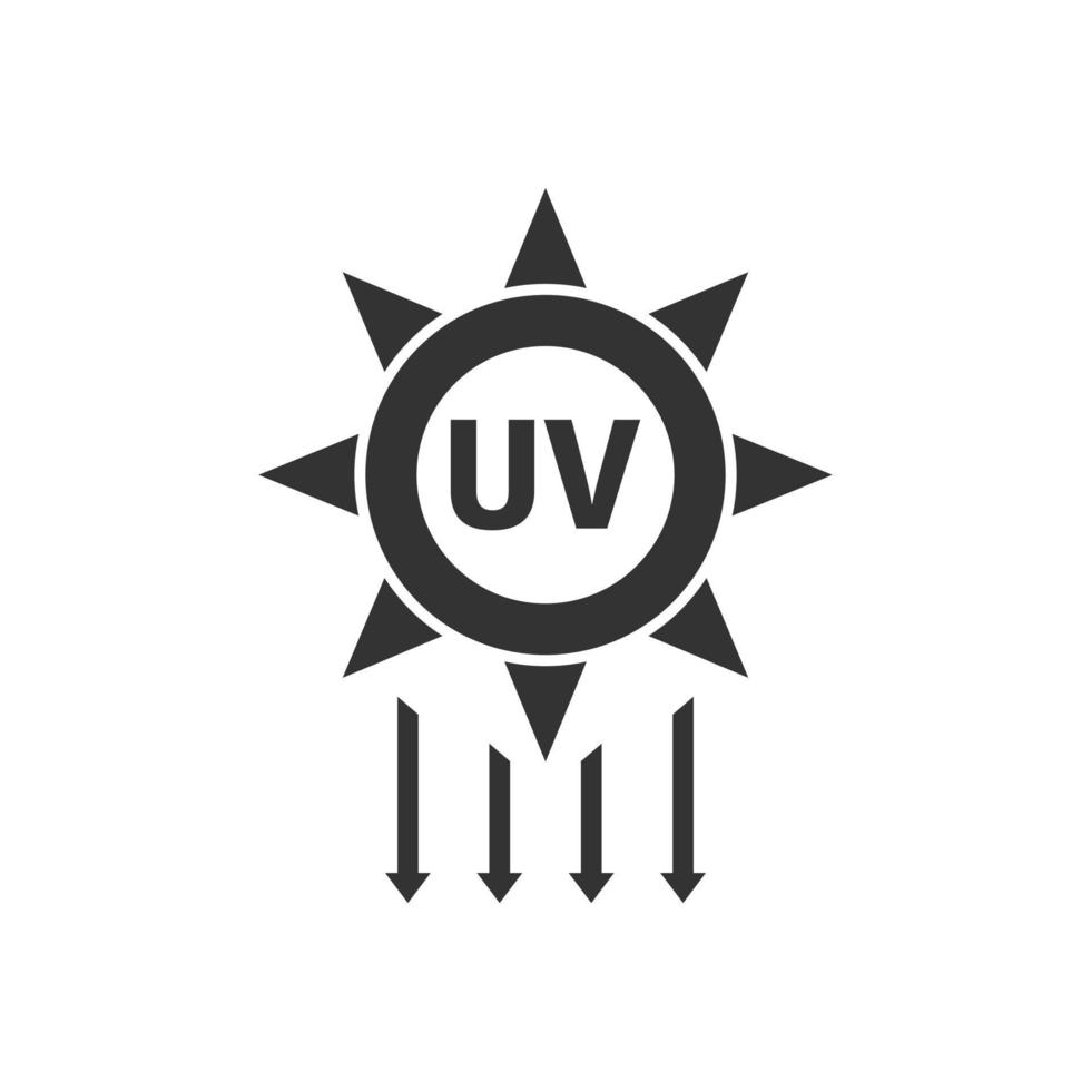 icône de rayonnement uv dans un style plat. illustration vectorielle ultraviolette sur fond blanc isolé. concept d'entreprise de protection solaire. vecteur