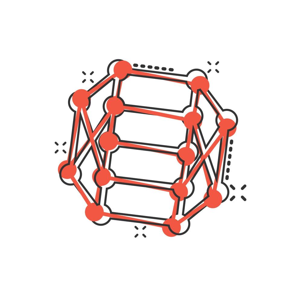 icône de molécule d'adn dans le style comique. illustration de vecteur de dessin animé d'atome sur fond blanc isolé. concept d'entreprise de signe d'effet d'éclaboussure de spirale moléculaire.