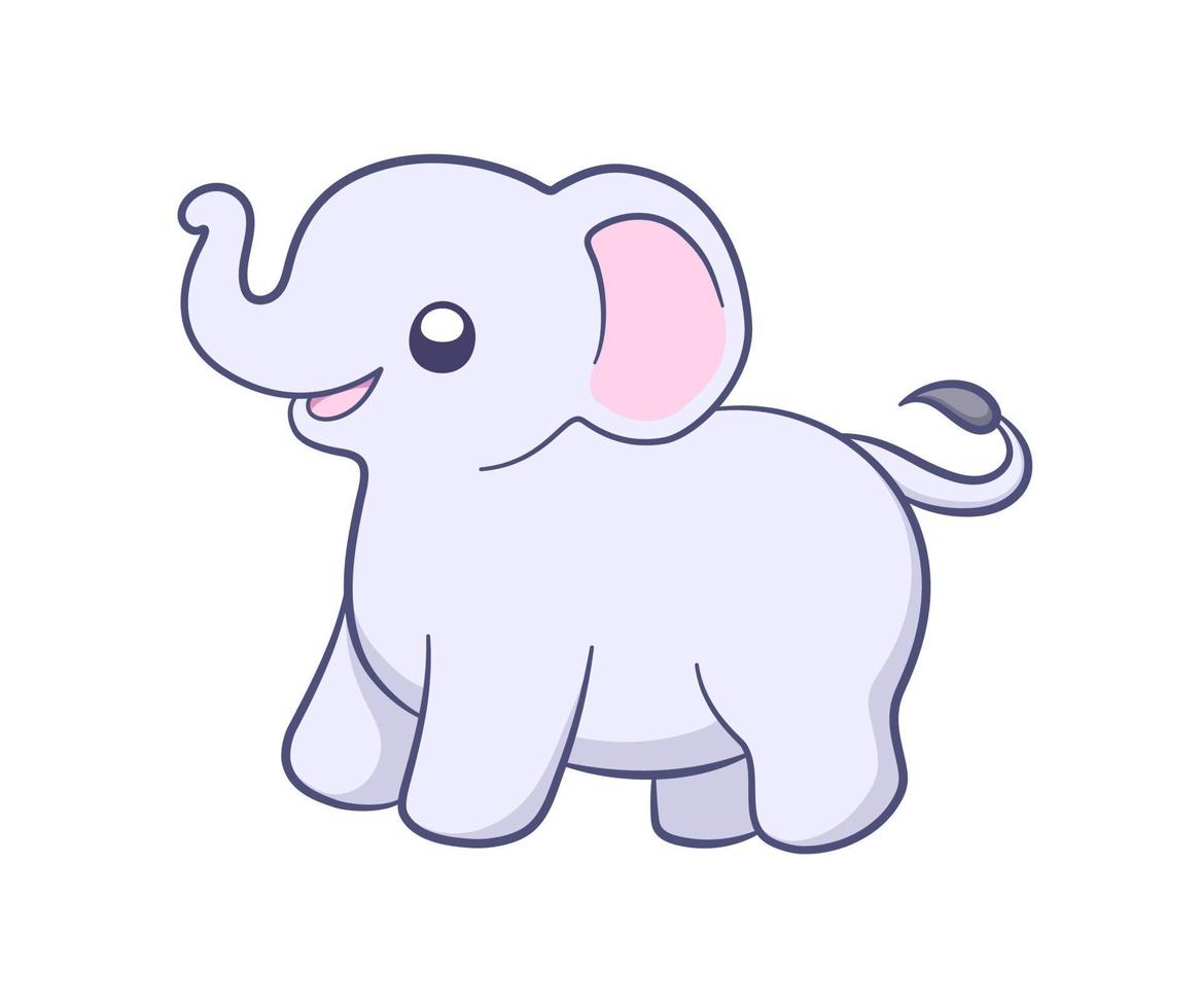 illustration de dessin animé mignon bébé éléphant. mammifère animal avec de grandes oreilles et des cliparts de tronc pour les enfants. vecteur
