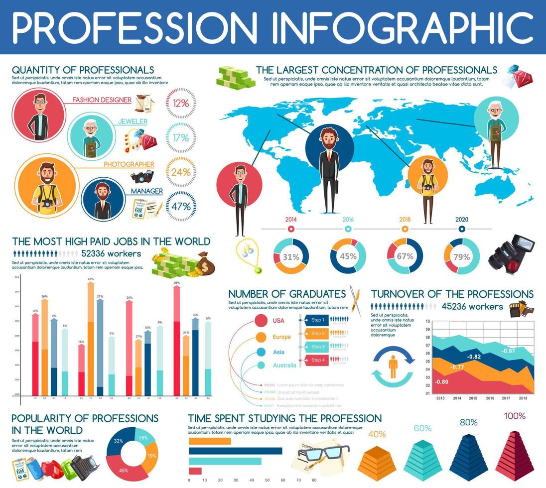 professions graphiques vectoriels infographiques statistiques vecteur