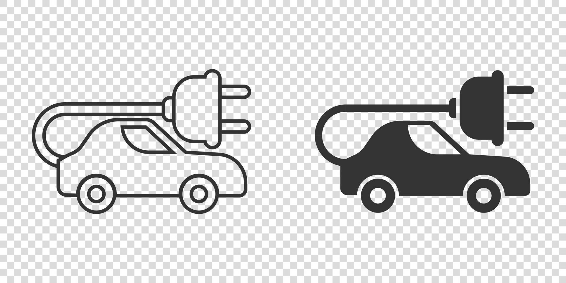 icône de voiture électrique dans un style plat. illustration vectorielle électro auto sur fond blanc isolé. concept d'entreprise de transport écologique. vecteur