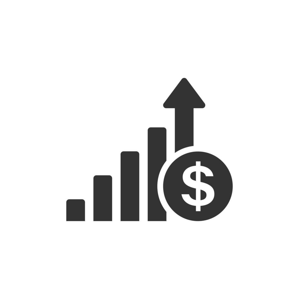 icône de flèche de croissance dans un style plat. illustration vectorielle de revenus sur fond blanc isolé. augmenter le concept d'entreprise. vecteur