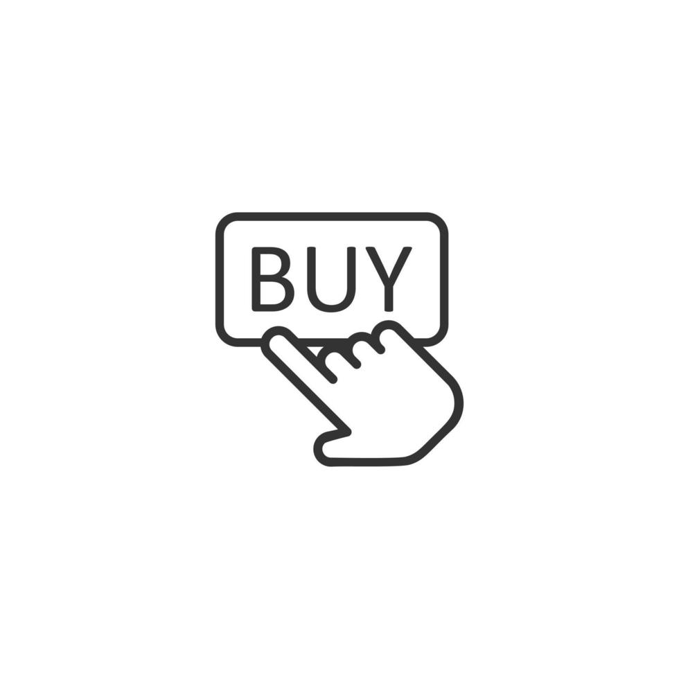 acheter l'icône de la boutique dans un style plat. doigt curseur vector illustration sur fond isolé. cliquez sur le concept d'entreprise de bouton.