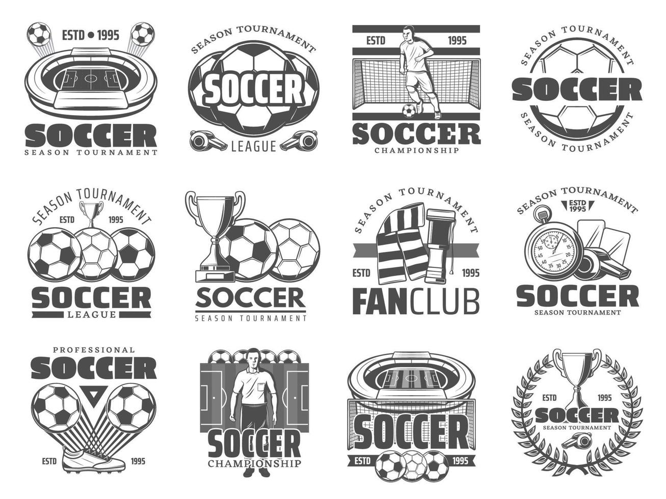 icônes de sport de football et de football vecteur