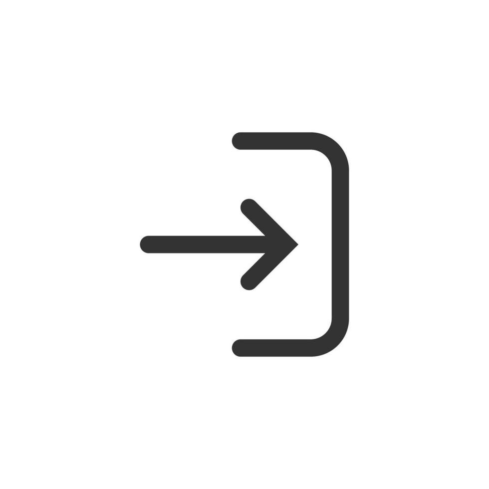 icône de connexion dans un style plat. flèche accès illustration vectorielle sur fond blanc isolé. concept d'entreprise d'entrée de porte. vecteur
