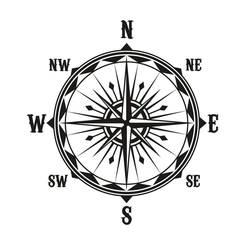 vecteur, vendange, navigation, boussole, symbole vecteur